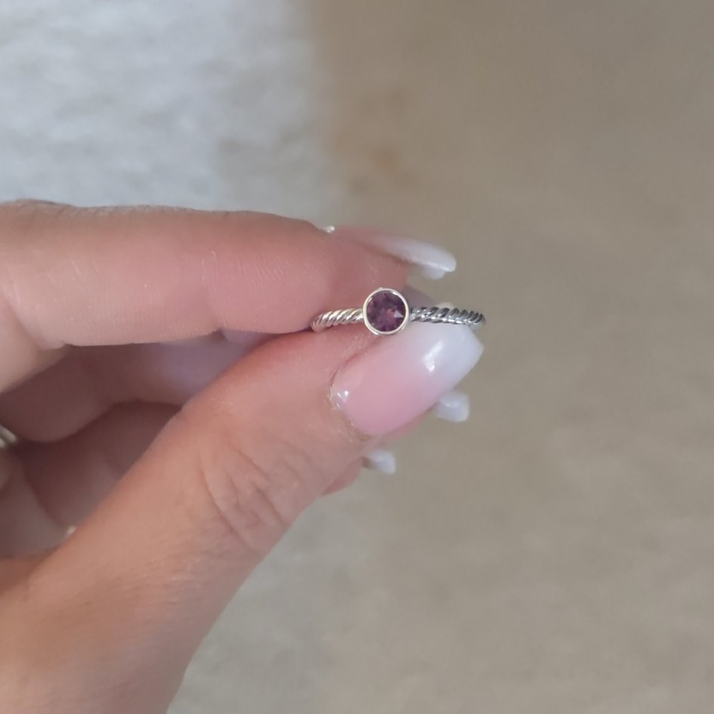Touchstone crystal February birthstone ring